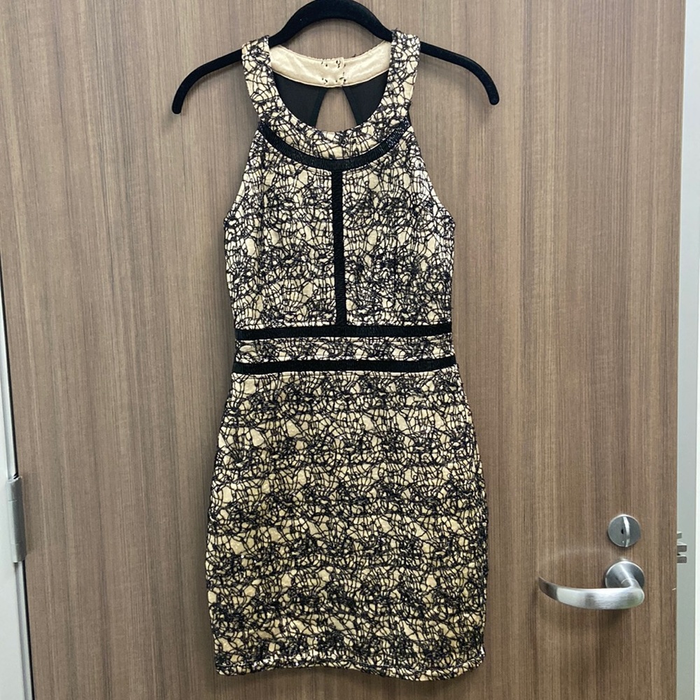 Wow couture nude with embroidery pattern dress